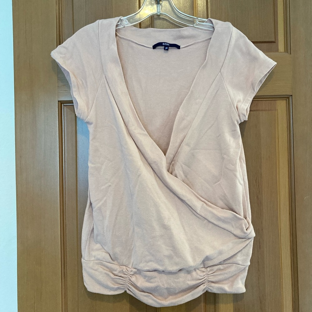 OZOC, 38 (S), dusty rose crossover vest